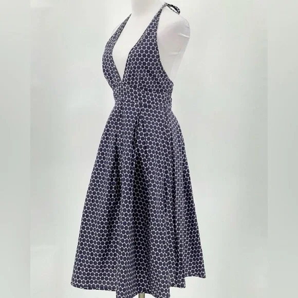 J. Crew Factory Backless Navy Dress with White Dots trend! - Picture 3 of 8